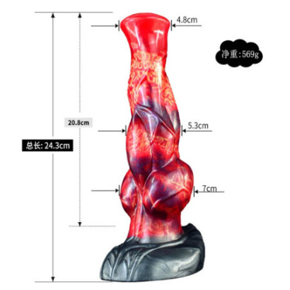 Faak Large Knot Animal Dildos With Suction Cup Fire Dragon Penis Big Dong Silicone Multi Color Anal Sex Toys For Men Women - Ana